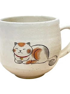 Кружка ручной работы Керемет «Спящий котик», керамика, 250 мл