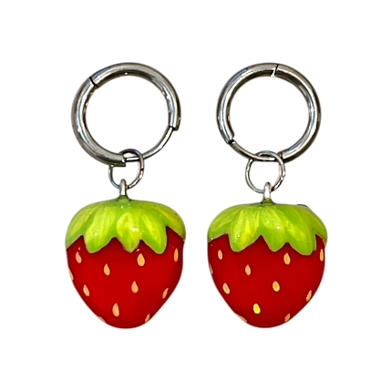 Серьги-конго Радость Рядом «Клубнички», красные, полимерная глина, фото 1.