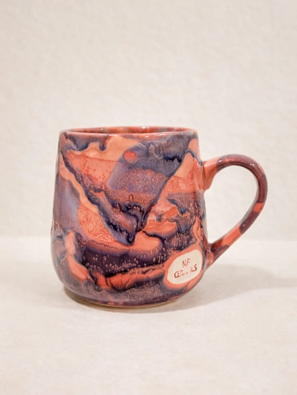 Кружка ручной работы Тата вытворяет/NF ceramics «Fake it till you make it», фиолетовая, керамика, 600 мл, фото 2.