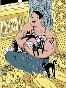 Картхолдер Валя Карнавалова «Качок с котятами», жёлтый, ПВХ