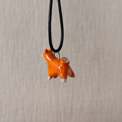 Подвеска ручной работы Боттери керамика с собачкой «‎Сиба-ину»‎, керамика, фото 4.