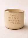Стакан ручной работы Идеальное совпадение с надписью «book. coffee. sweater. repeat», бежевый, керамика, 350 мл, превью фото 1
