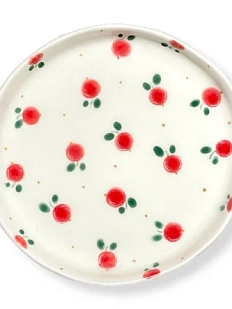 Блюдце ручной работы «Брусника», полуфарфор, 13 см