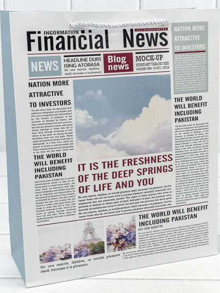 Пакет подарочный «Газета», 26х32 см, фото 4.