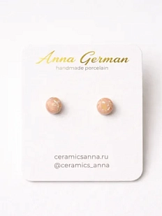 Серёжки-гвоздики Анна Герман «Круги маленькие», фарфор, розовые с переливом