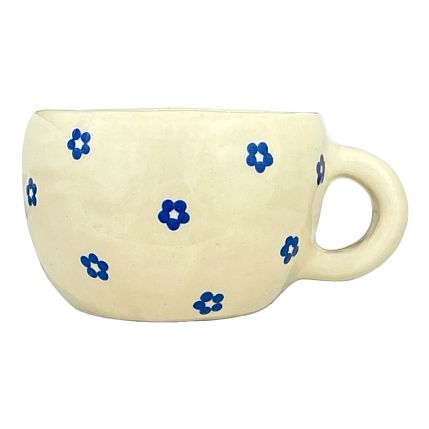 Кружка ручной работы с росписью Синие цветочки, керамика, 300 мл, фото 1.