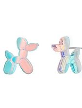 Серьги-гвоздики «Собаки из шариков», оргстекло, переливающиеся