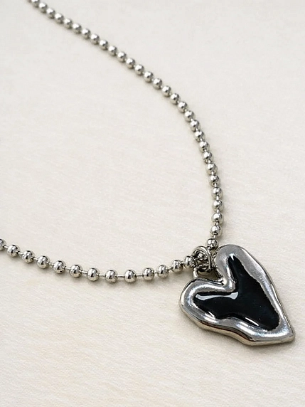 Цепь Мигетт с подвеской «Сердце черное», латунь, фото 1.
