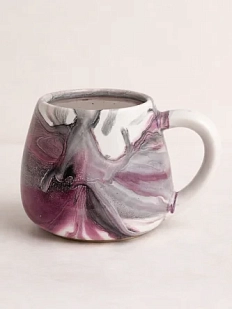 Кружка ручной работы с разводами Кафель «Космос», бело-фиолетовая, керамика, 450 мл