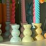 Подсвечник ручной работы с росписью в цветочек «Башня», салатовый, превью фото 1