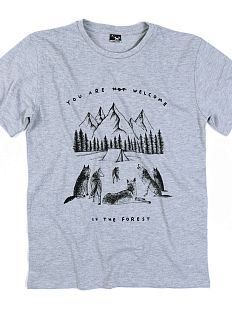 Футболка Barking store «You are not welcome in the forest», S муж., серый