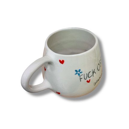 Кружка ручной работы «F**k off (please)», керамика, 250 мл, фото 3.