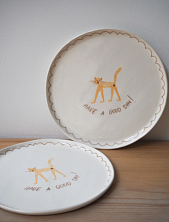 Тарелка ручной работы Ладан керамика «Have a good day/cat», 20 см