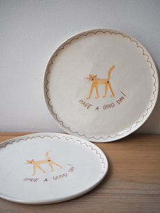 Тарелка ручной работы Ладан керамика «Have a good day/cat», 20 см