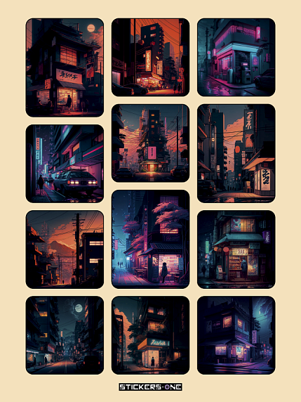 Стикерпак «Japan Night City», фото 1.