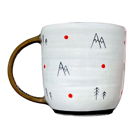 Кружка ручной работы Ким керамика с росписью Лис с баночкой воспоминаний, керамика, 450 мл, фото 2.