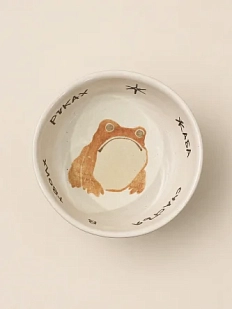 Пиала ручной работы Керумбия «Жаба счастья», белая, керамика