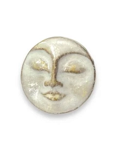 Кольцо ручной работы КерамЕлКа «Большое лицо», светло-бежевое,  керамика