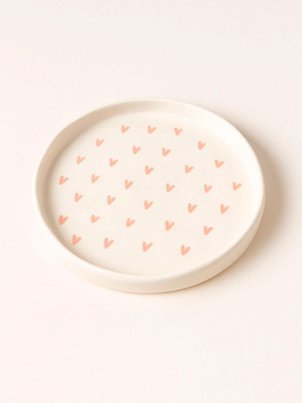 Блюдце ручной работы «Розовые сердечки», полуфарфор, 14 см, фото 2.