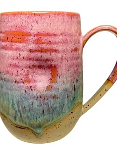 Кружка ручной работы «Лава», розово-зелёная, керамика, 500 мл