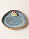 Тарелка с фигуркой внутри Голубое море, бежевая в крапинку, керамика, 14 см, превью фото 1