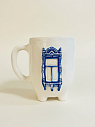 Кружка ручной работы на ножках Быкова керамика «Окно с синими ставнями» № 1, керамика, 250 мл, превью фото 1