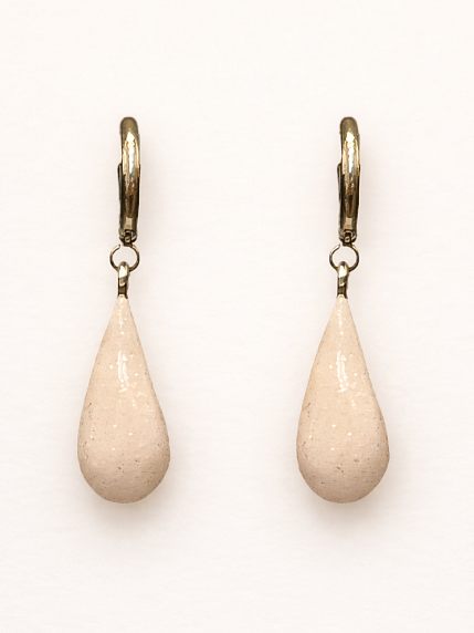 Серьги-конго Радость Рядом «Капли», полимерная глина, белые, фото 1.