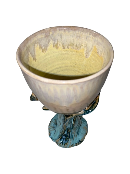 Бокал ПинкФокс «Кубок», бежево-зеленый, керамика, 190 мл, фото 2.