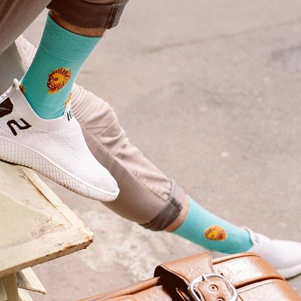 Носки «Переезжайте в Петербург - котики зовут!», р-р 38-41, бирюзовые, фото 3.