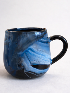 Кружка ручной работы с разводами Кафель «Исландия», чёрно-синяя, керамика, 350 мл