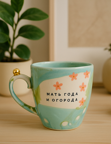 Кружка ручной работы NF ceramics «Мать года и огорода», керамика, 400 мл, фото 2.