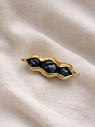 Брошь ручной работы Фарфор Булыгина «Горох», чёрно-золотистая, превью фото 2