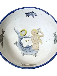 Глубокая тарелка ручной работы Керумбия «Русалка», керамика, 17 см