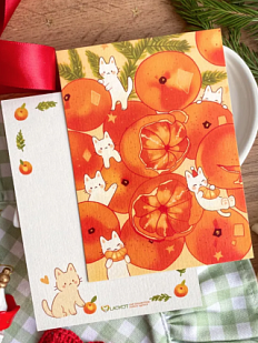 Открытка «Котята в мандаринах», А6