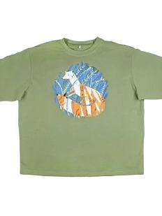 Оверсайз футболка Barking Store «Песец», М жен., хаки