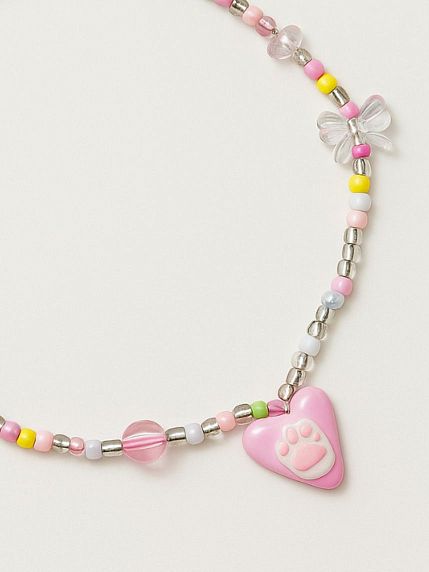 Чокер ручной работы с сердечком «Лапка», полимерная глина, бисер, фото 1.