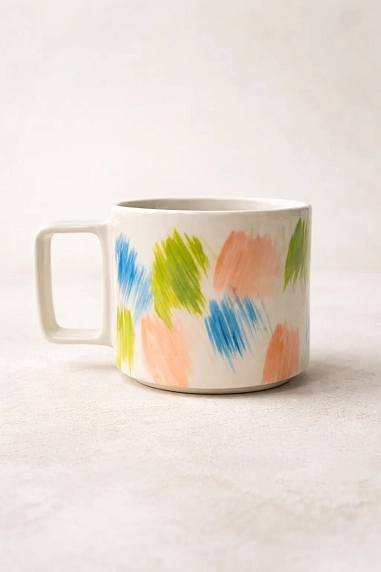 Кружка ручной работы РУКИ В ГЛИНЕ «Мечтатели меняют мир», сине-зеленая, керамика, 350 мл, фото 3.