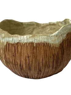 Пиала ручной работы Катя Вебер с разводами Кокос с красным сердечком внутри, керамика, 150 мл