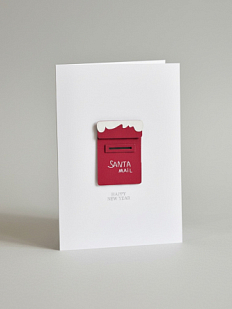 Открытка с деревянными элементами «Happy New Year c почтовым ящиком Санты», открывающаяся, BOE