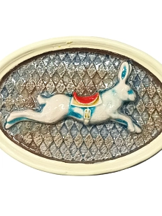 Панно ручной работы Фарфор Булыгина «Заяц», керамика, бежевое, 12 см