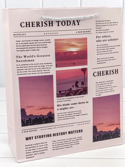 Пакет подарочный «Газета», 26х32 см, фото 2.