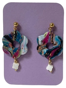 Серьги-ромашки с перламутром, полимерная глина