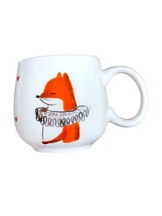 Кружка ручной работы Ким керамика с росписью Лисёнок в жабо, фарфор, 250 мл