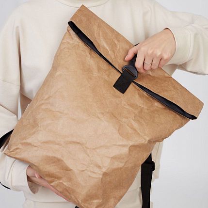 Рюкзак Ranzel Bags «Rolly Kraft», крафт, тайвек, бежевый, фото 2.