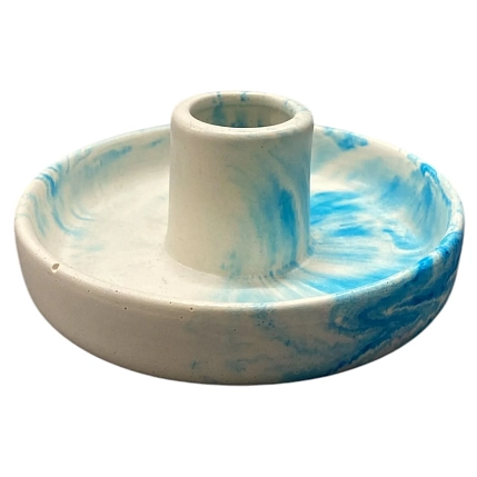 Подсвечник круглый, голубой, фото 1.