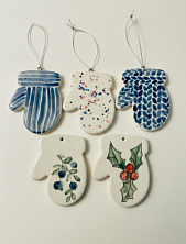 Ёлочная игрушка, плоская «Варежка», керамика, в ассортименте