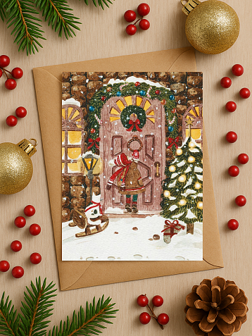 Открытка на Новый год «Гости», фото 2.