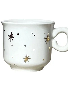 Кружка ручной работы Анна Герман с золотыми звёздочками, белая, фарфор, 120 мл