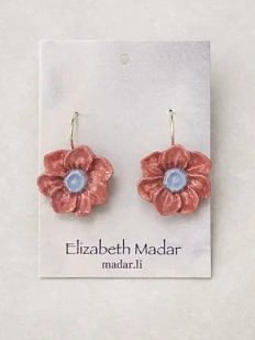 Серьги Elizabeth Madar «Цветок», розовые, керамика