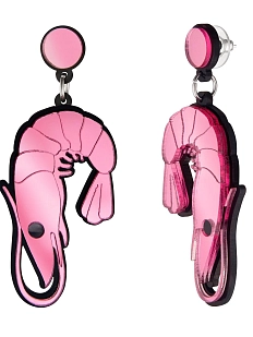 Серьги Monolama «Креветки», оргстекло, переработанный пластик